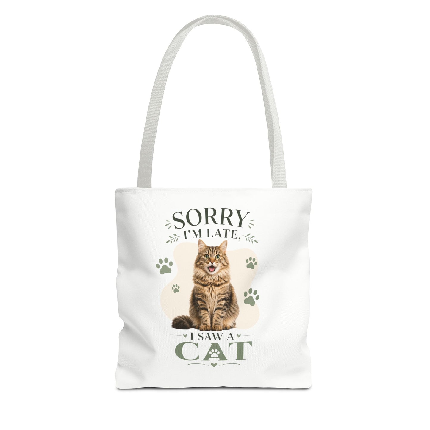 Sorry I’m Late I Saw a Cat Tote Bag – Cute Cat Lover Reusable Bag