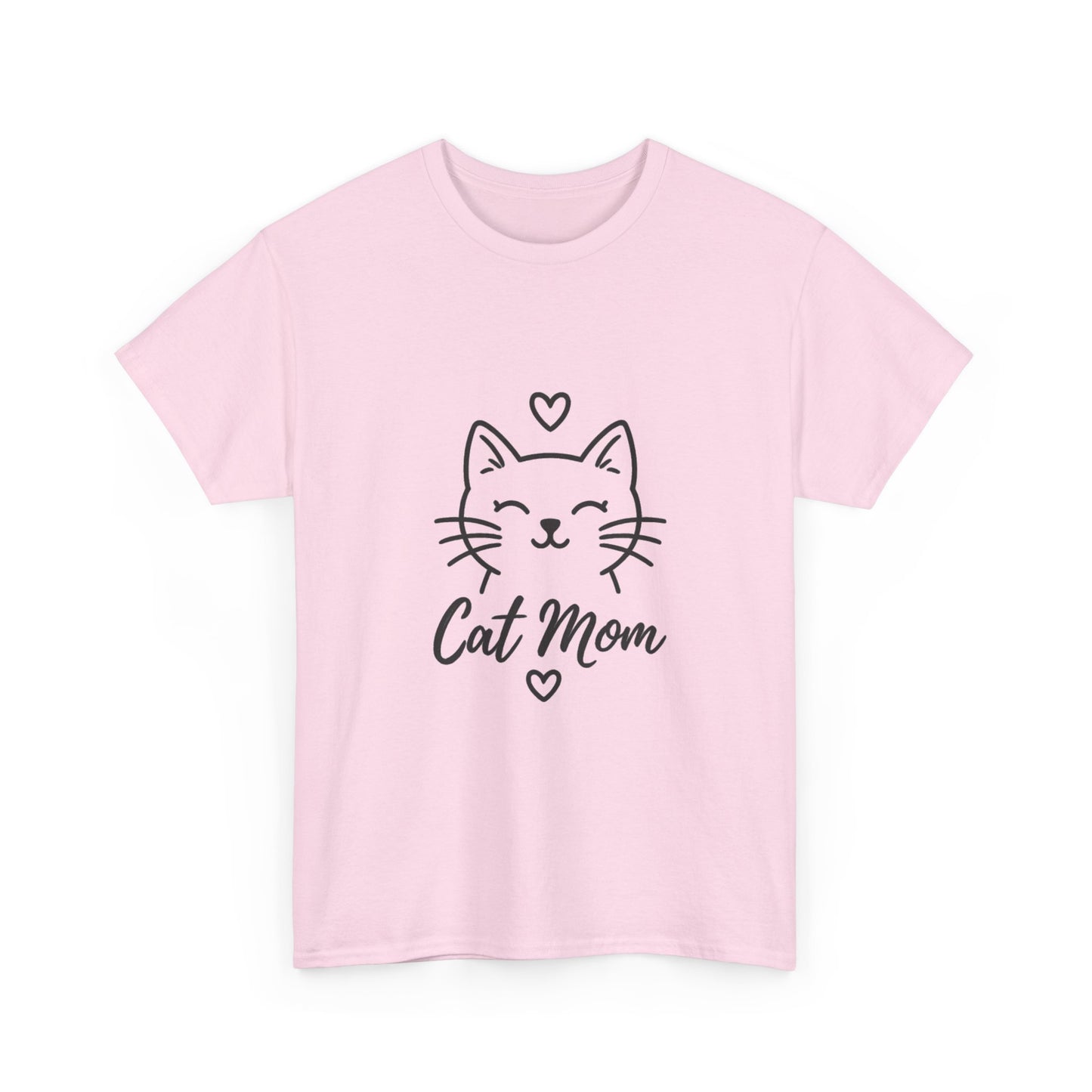 Cat Mom T-Shirt — Cute Heart Cat Graphic Tee for Cat Lovers