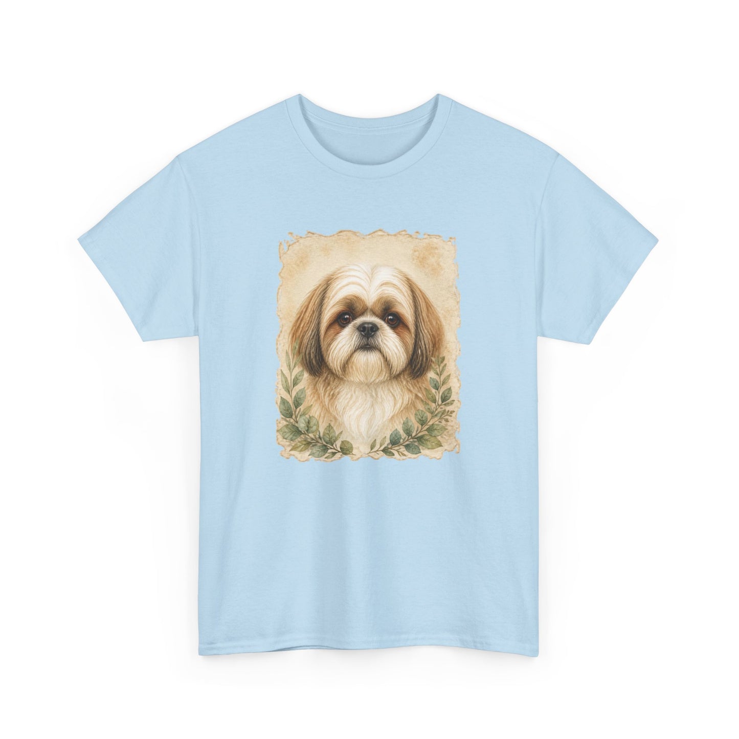 Shih Tzu Portrait Tee - Vintage Floral Dog Lover T-Shirt