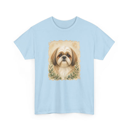 Shih Tzu Portrait Tee - Vintage Floral Dog Lover T-Shirt
