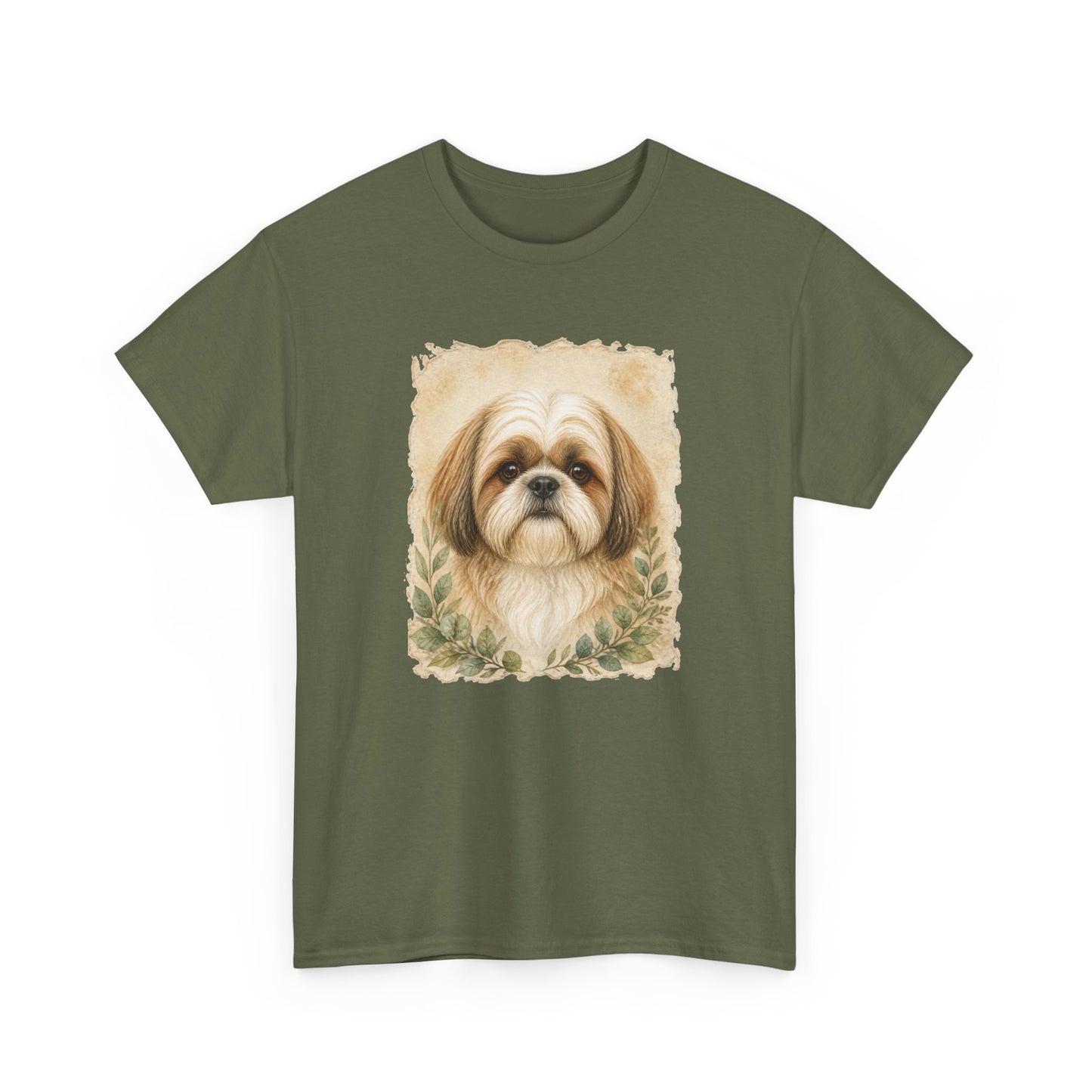 Shih Tzu Portrait Tee - Vintage Floral Dog Lover T-Shirt