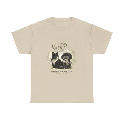 Cat & Dog Pet Lovers T-Shirt — "Katy's Pawfect Crew" Vintage Pet Portrait Tee