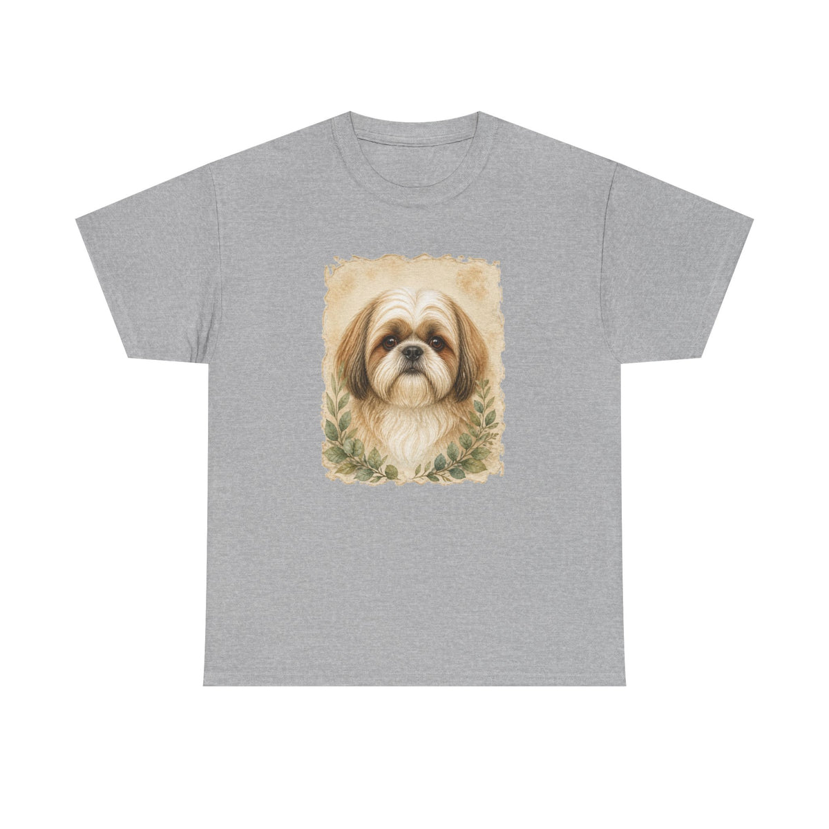 Shih Tzu Portrait Tee - Vintage Floral Dog Lover T-Shirt