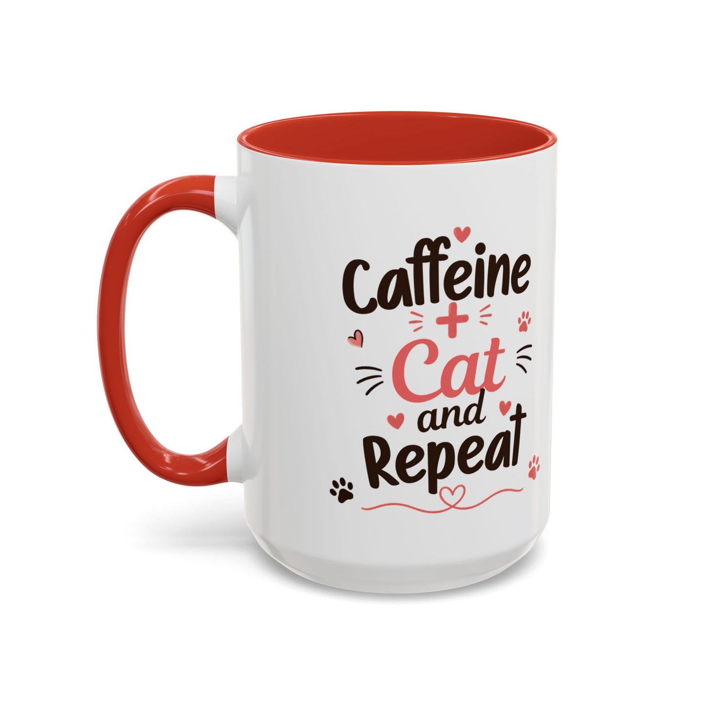 Cat Coffee Mug — "Cat & Coffee" Cute Kitty Design, 11/15oz Accent Ceramic Mug