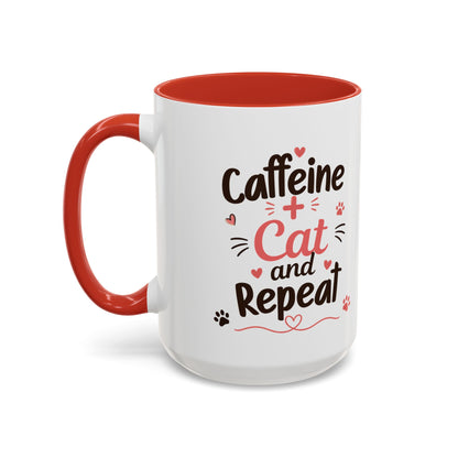Cat Coffee Mug — "Cat & Coffee" Cute Kitty Design, 11/15oz Accent Ceramic Mug