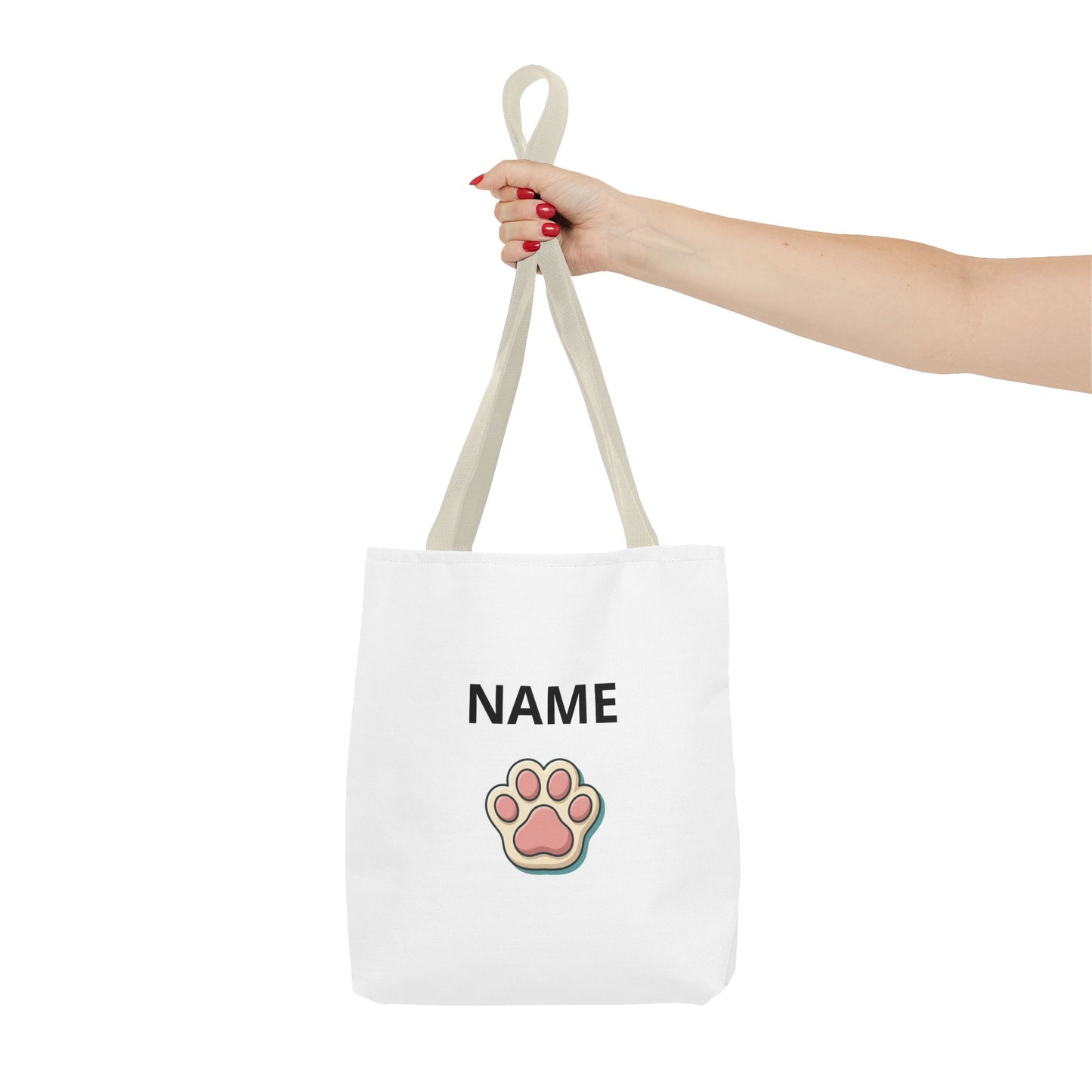 Personalized Cat Paw Tote Bag — Custom Name Cute Kitten Print
