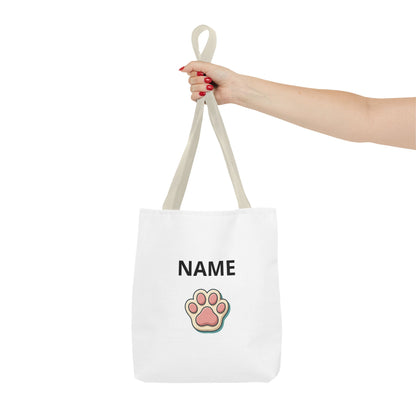 Personalized Cat Paw Tote Bag — Custom Name Cute Kitten Print