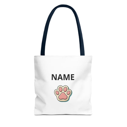 Personalized Cat Paw Tote Bag — Custom Name Cute Kitten Print