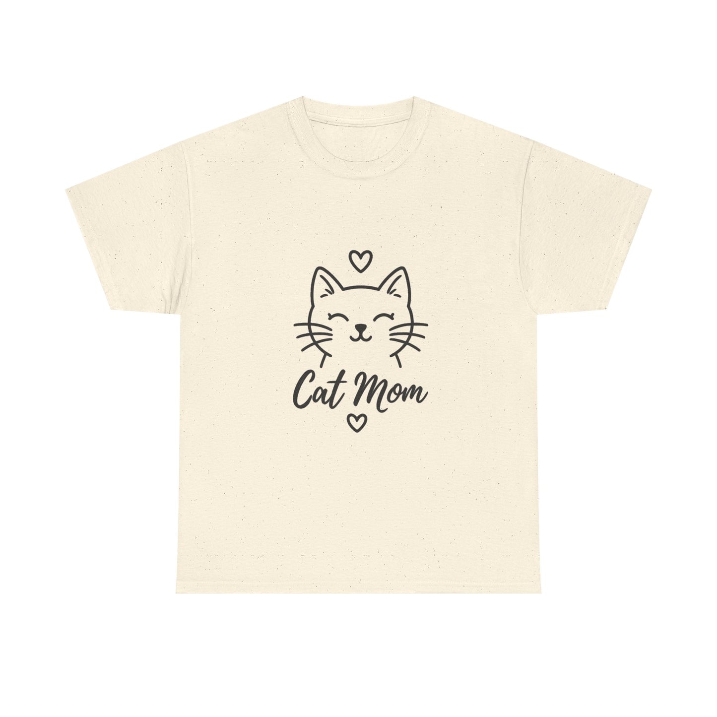 Cat Mom T-Shirt — Cute Heart Cat Graphic Tee for Cat Lovers