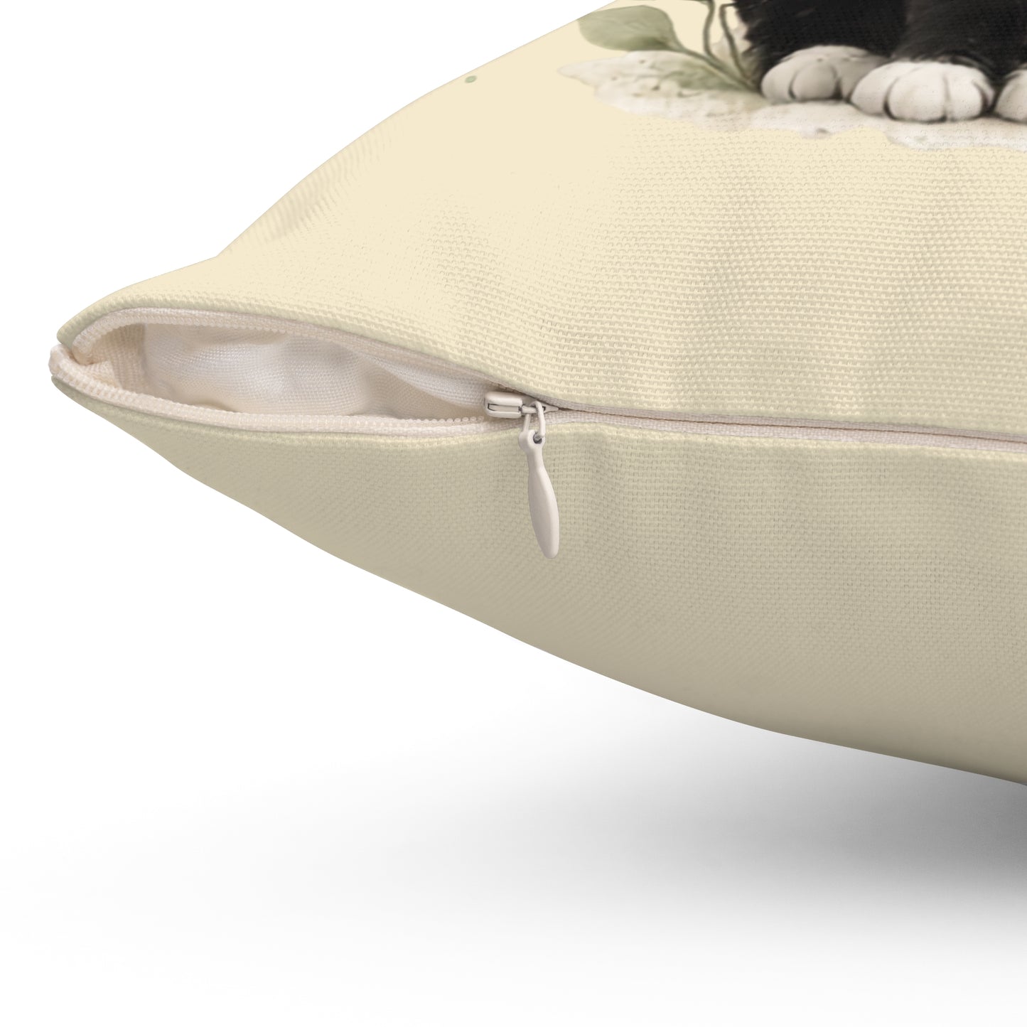 Tuxedo Cat Decorative Pillow — Watercolor Botanical Throw Pillow