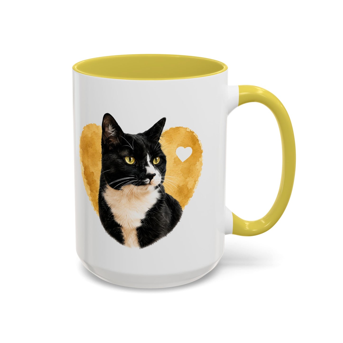 Cat Heart Home Mug — Tuxedo Cat Portrait Coffee Cup (11oz, 15oz)