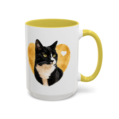 Cat Heart Home Mug — Tuxedo Cat Portrait Coffee Cup (11oz, 15oz)