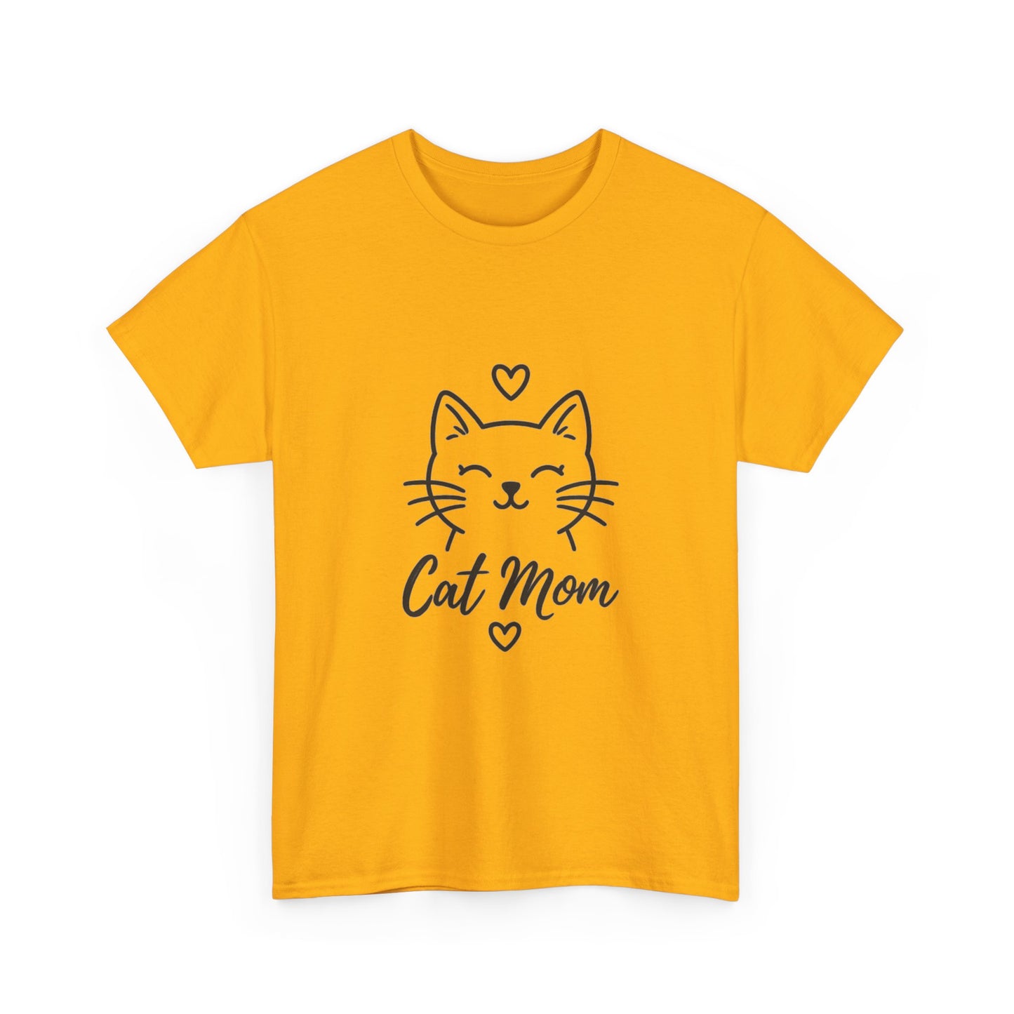 Cat Mom T-Shirt — Cute Heart Cat Graphic Tee for Cat Lovers