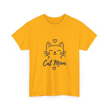 Cat Mom T-Shirt — Cute Heart Cat Graphic Tee for Cat Lovers