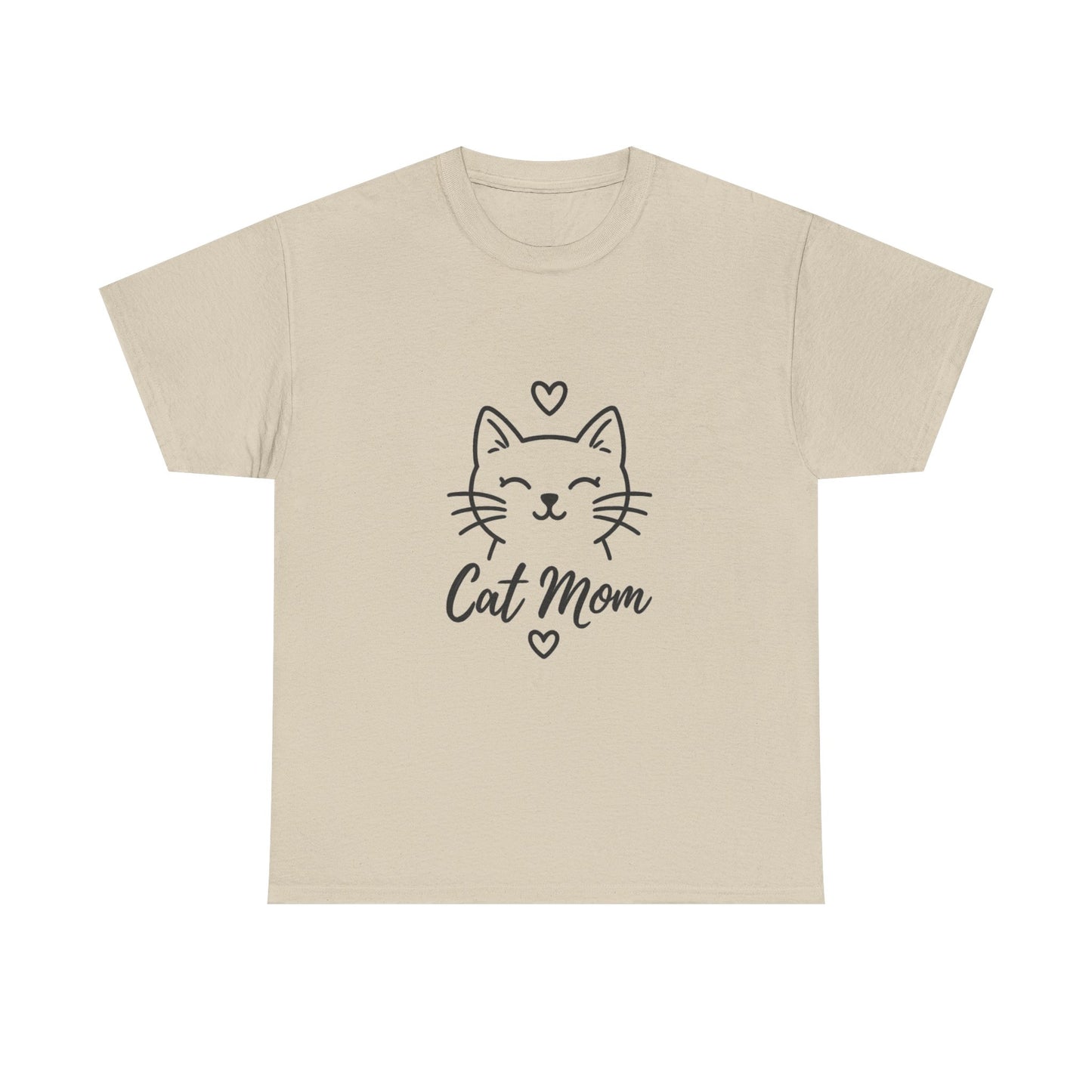 Cat Mom T-Shirt — Cute Heart Cat Graphic Tee for Cat Lovers