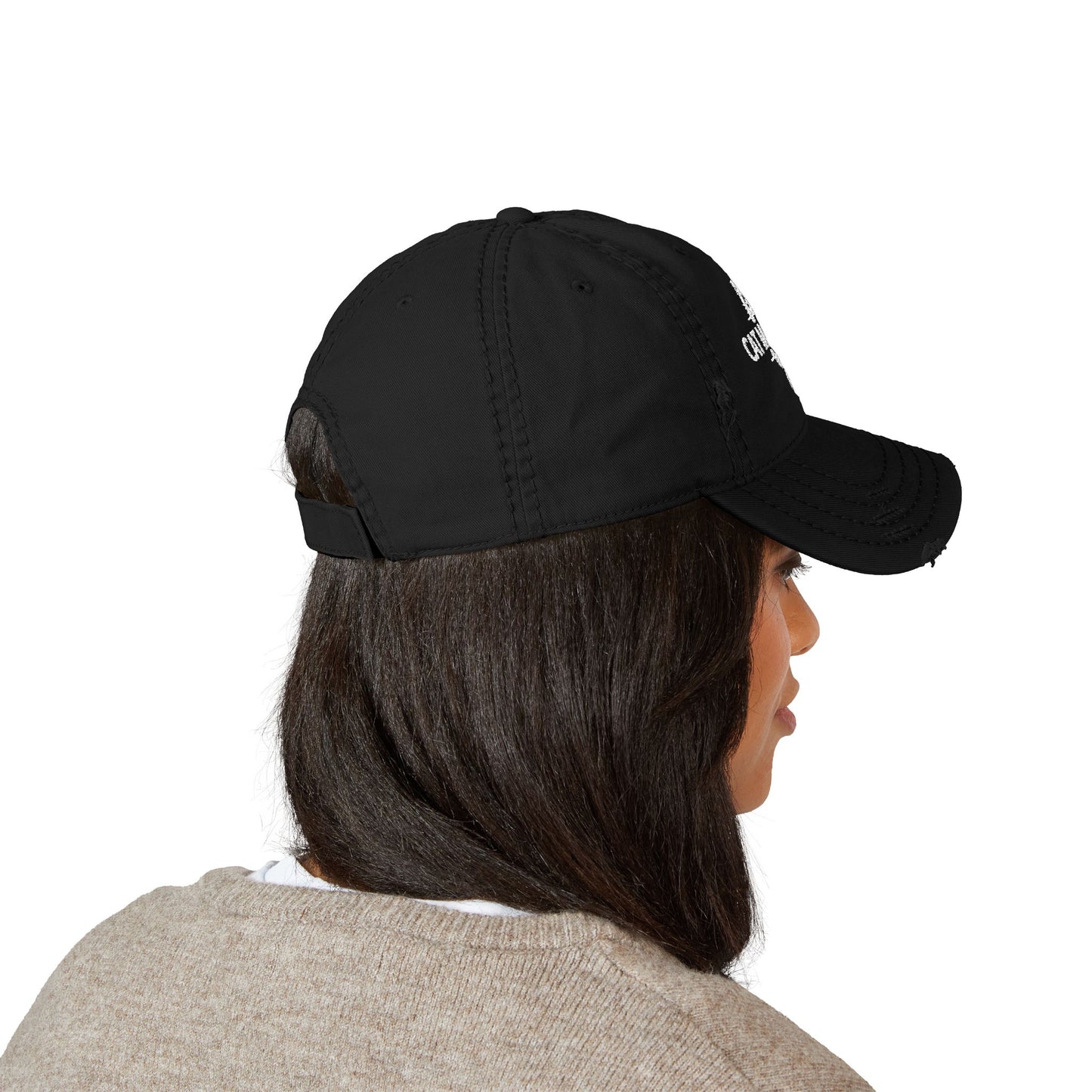 Cat Mom Club Distressed Dad Hat — Embroidered Vintage Baseball Cap
