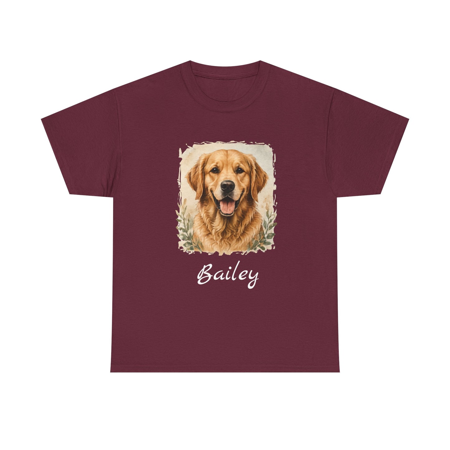 Golden Retriever Portrait Tee — Personalized “Bailey” Dog Photo T‑Shirt