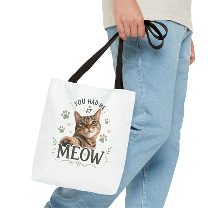 Cat Tote Bag - "You Had Me at Meow" Cute Cat Shopper Bag