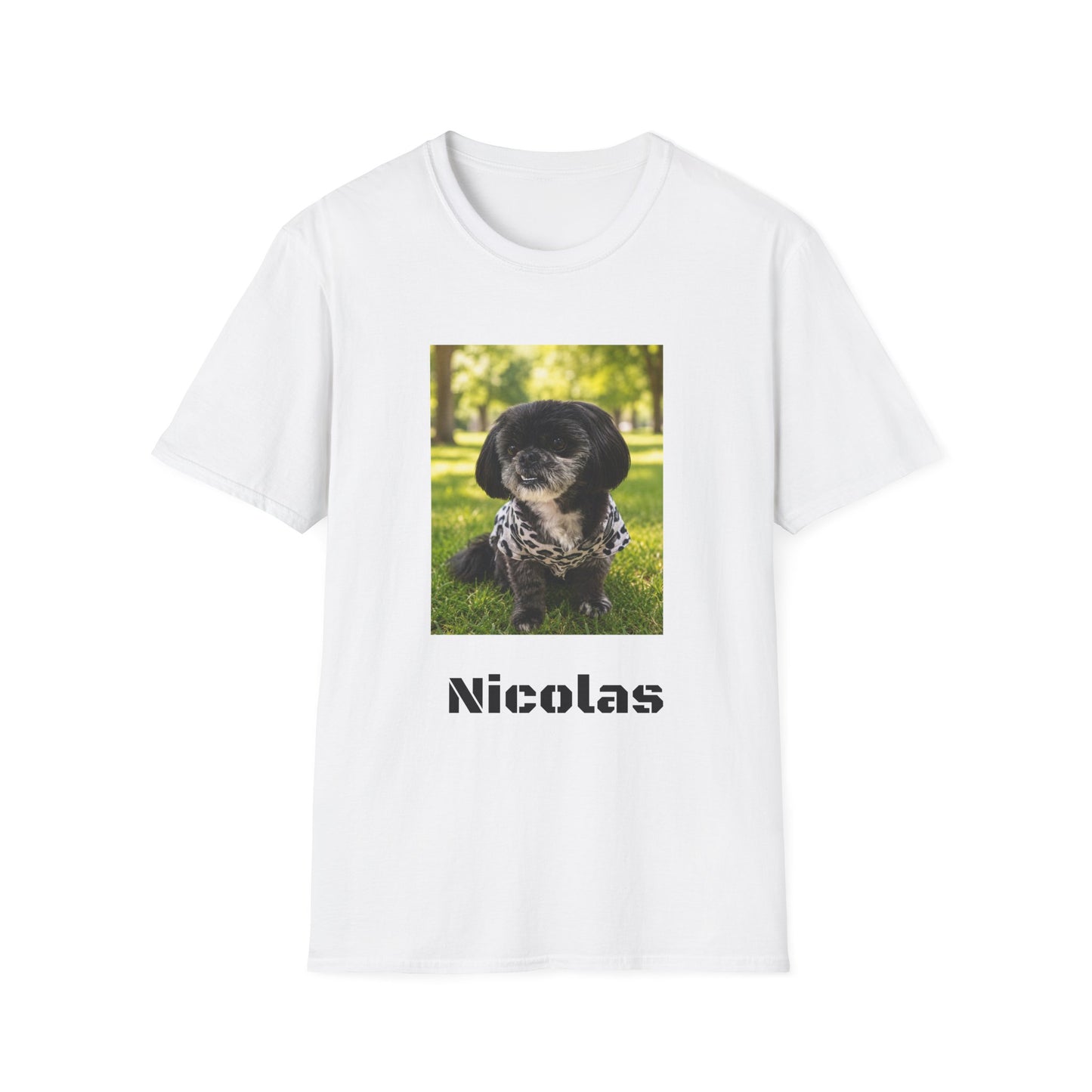 Photo Pet T-Shirt — Personalized "Nicolas" Dog Portrait Tee