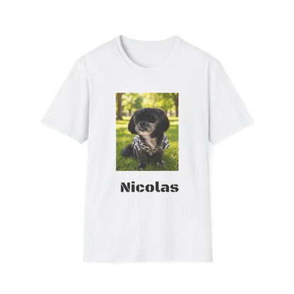 Photo Pet T-Shirt — Personalized "Nicolas" Dog Portrait Tee