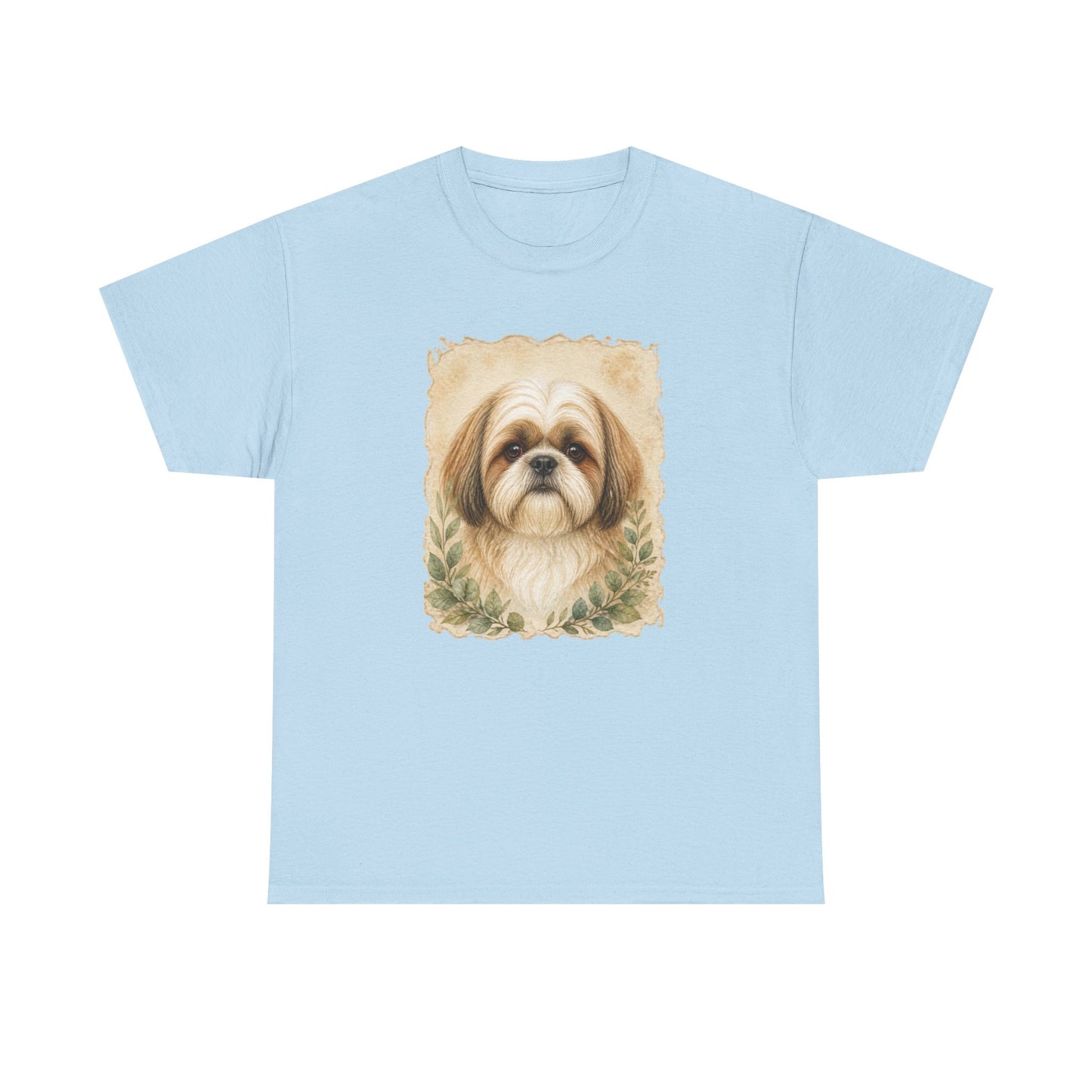 Shih Tzu Portrait Tee - Vintage Floral Dog Lover T-Shirt