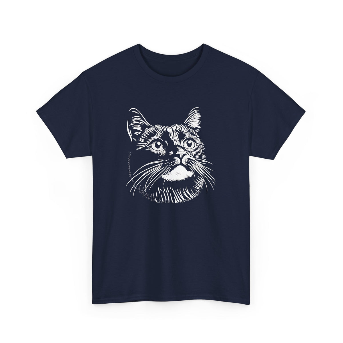 Black Cat Sketch T-Shirt — Minimalist Hand-Drawn Feline Tee