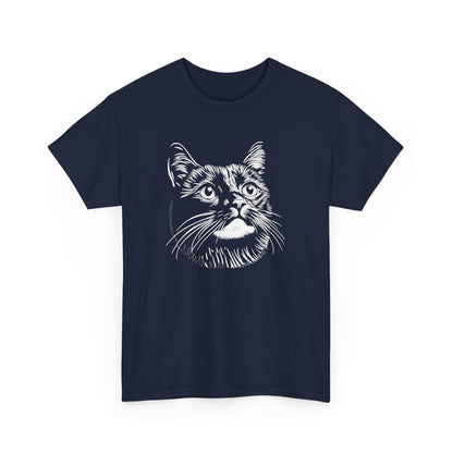 Black Cat Sketch T-Shirt — Minimalist Hand-Drawn Feline Tee