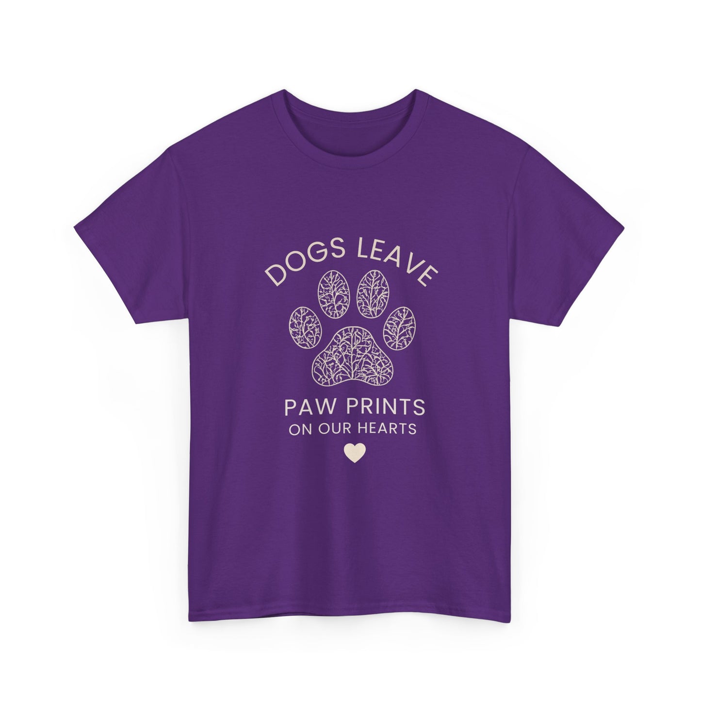 Dog Paw Prints Memorial T-Shirt — "Dogs Leave Paw Prints on Our Hearts"