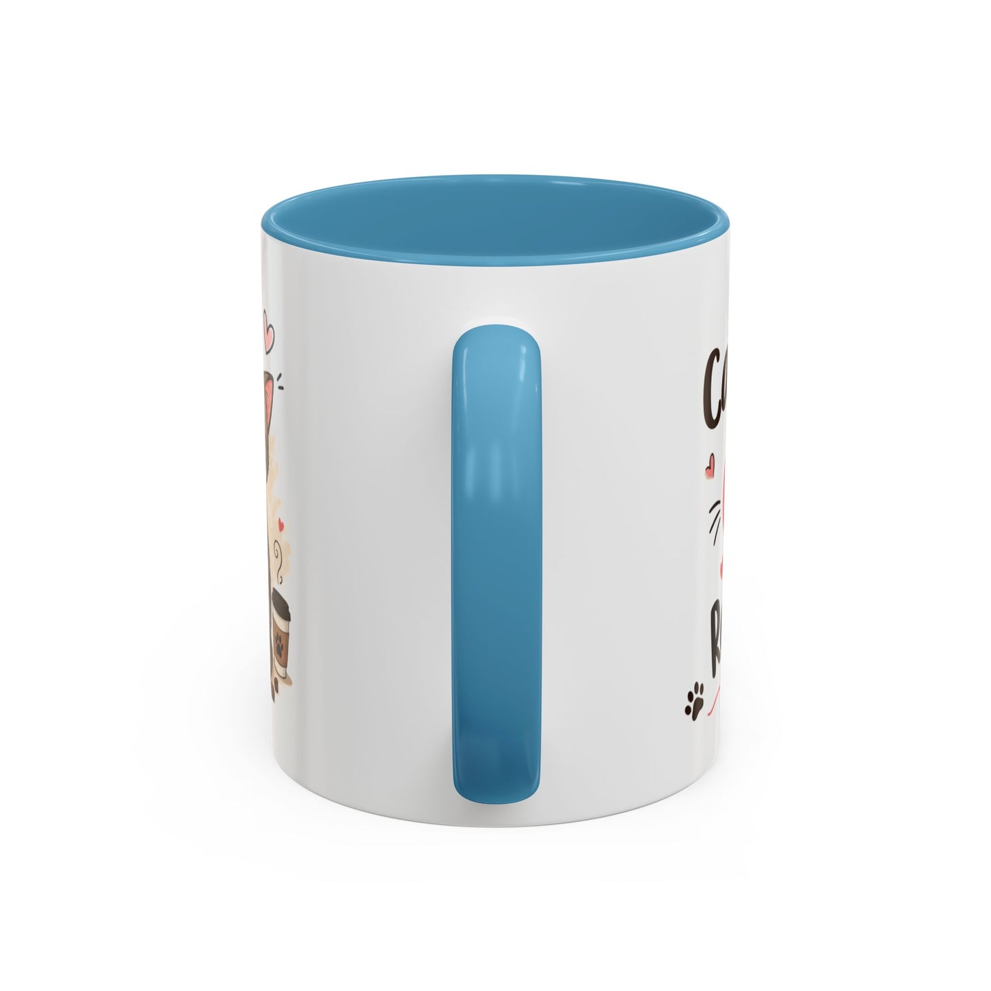 Cat Coffee Mug — "Cat & Coffee" Cute Kitty Design, 11/15oz Accent Ceramic Mug
