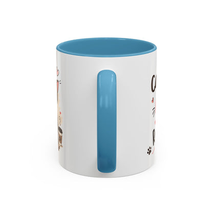 Cat Coffee Mug — "Cat & Coffee" Cute Kitty Design, 11/15oz Accent Ceramic Mug
