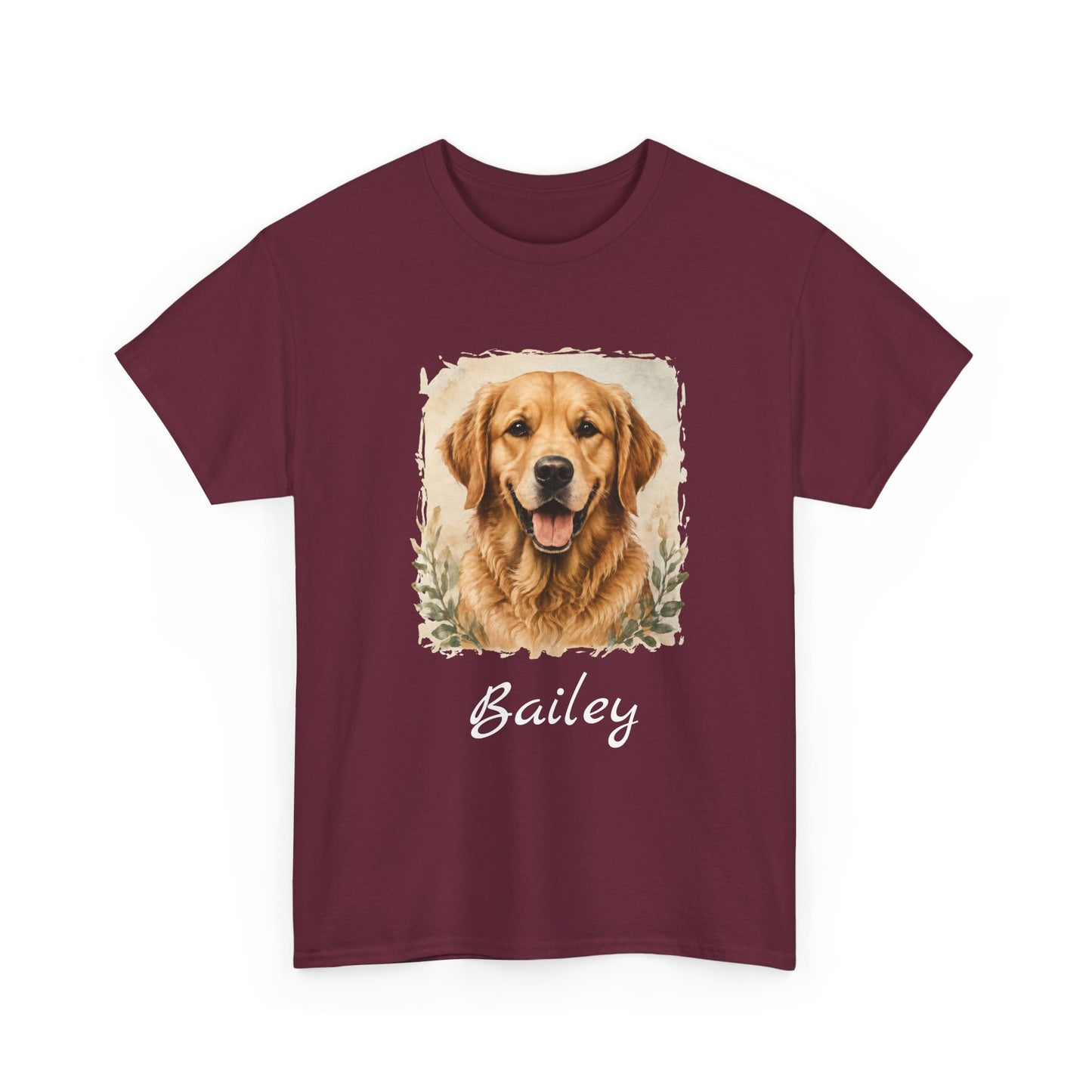 Golden Retriever Portrait Tee — Personalized “Bailey” Dog Photo T‑Shirt