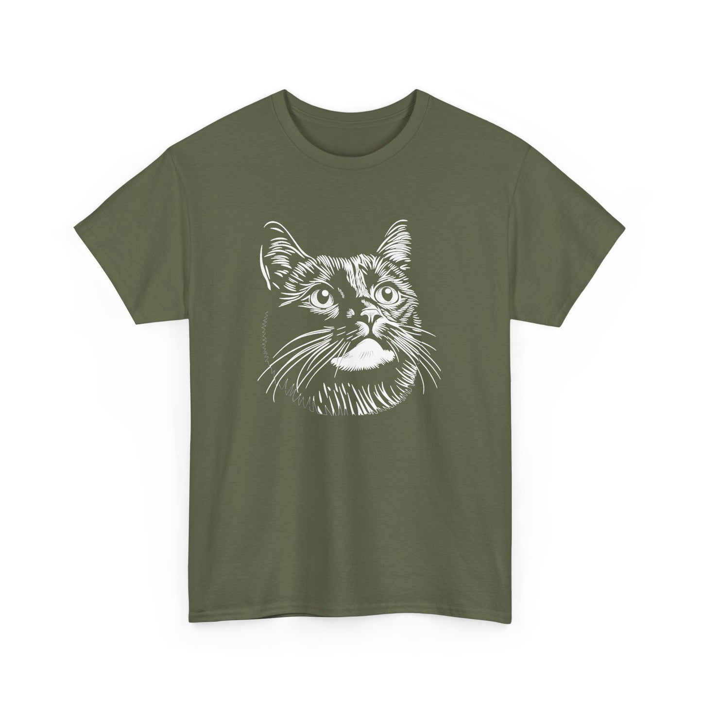 Black Cat Sketch T-Shirt — Minimalist Hand-Drawn Feline Tee