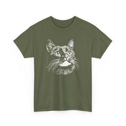 Black Cat Sketch T-Shirt — Minimalist Hand-Drawn Feline Tee