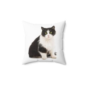 Cat-Themed Decorative Pillow - "Powered by Coffee & Kitty Cuddles"