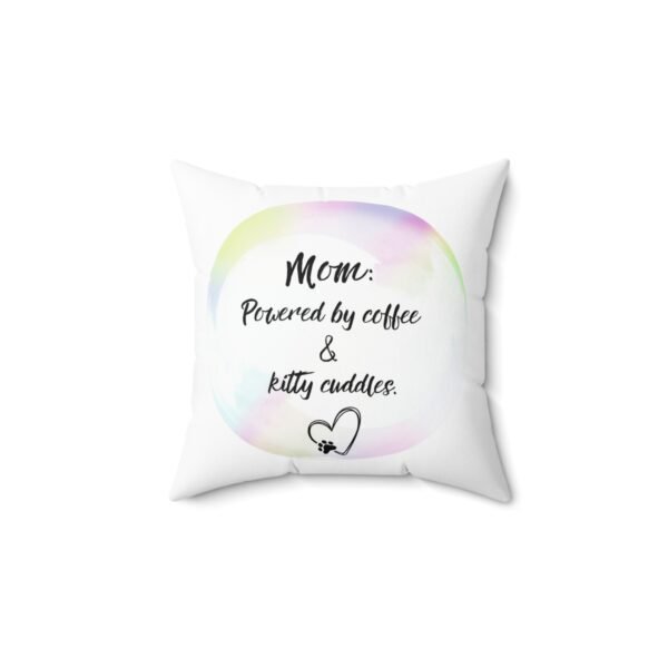 Cat-Themed Decorative Pillow - "Powered by Coffee & Kitty Cuddles" - Image 2