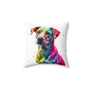 Colorful Dog Art Pillow - My Furry Friend Completes My Home