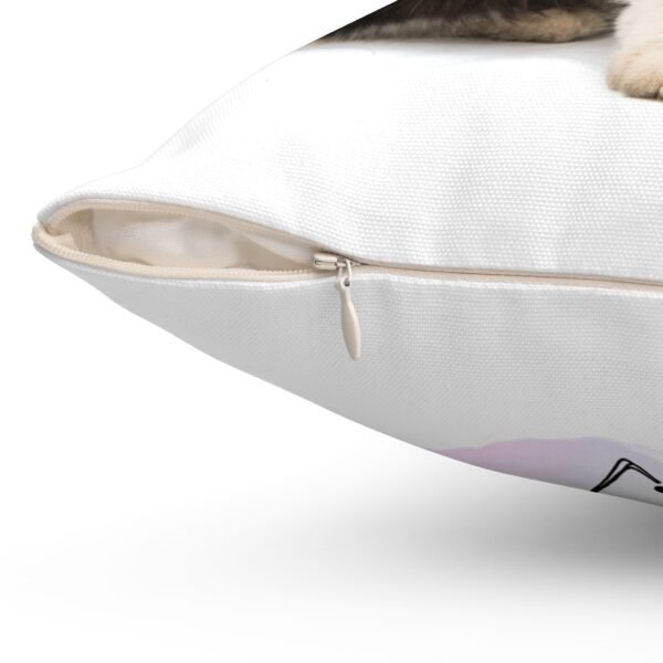 Cat-Themed Decorative Pillow - "Powered by Coffee & Kitty Cuddles" - Image 3