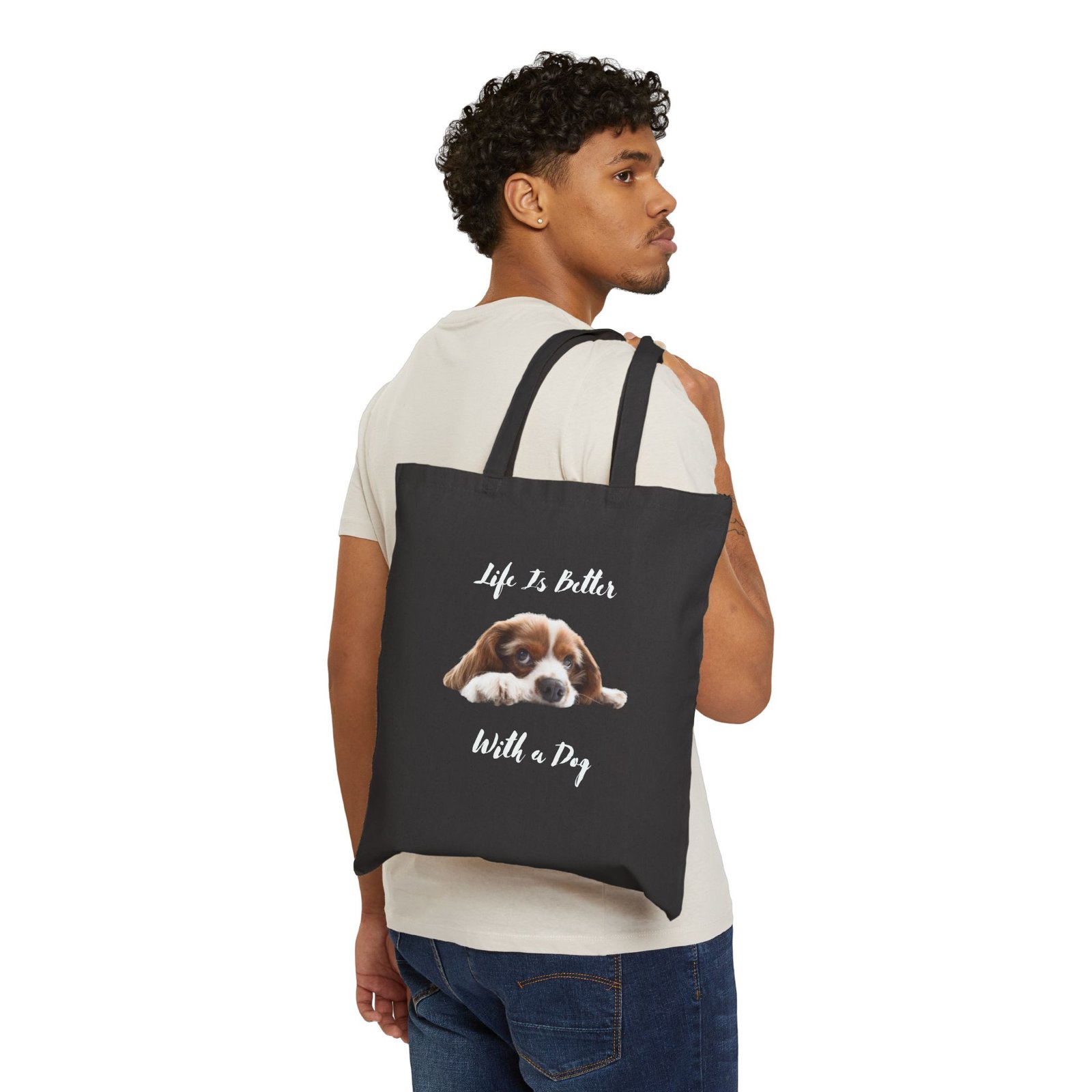 Dog Lover's Cotton Canvas Tote Bag, Eco-Friendly Shopping Bag - Image 4