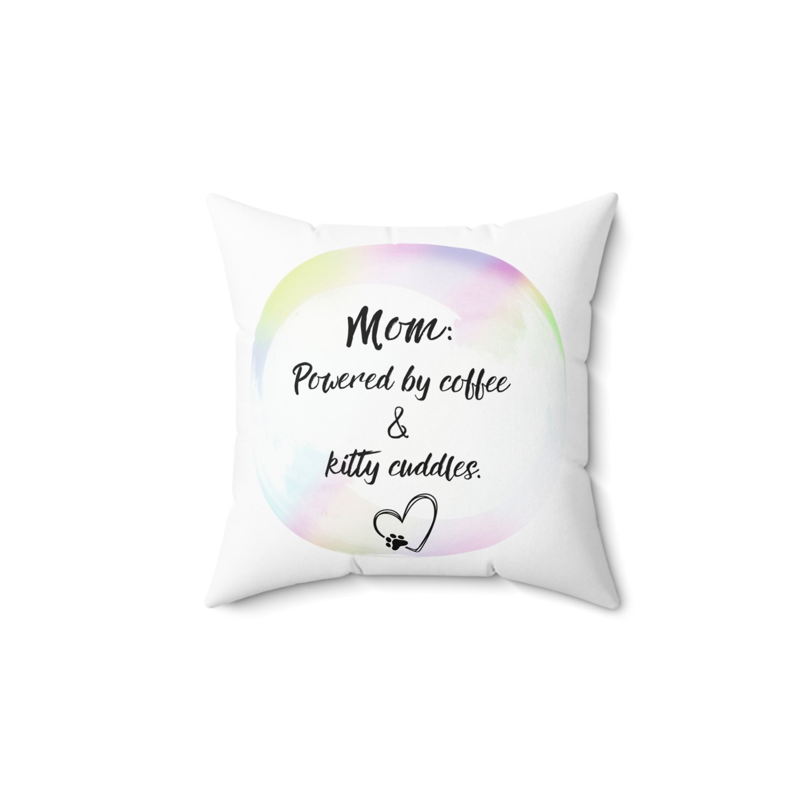 Cat Decorative Pillow - "Powered by Coffee & Kitty Cuddles" - Image 2